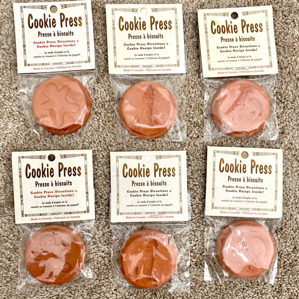 NEW Set of 6 Clay Cookie Presses / brown sugar discs